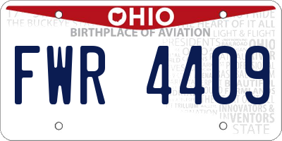 OH license plate FWR4409