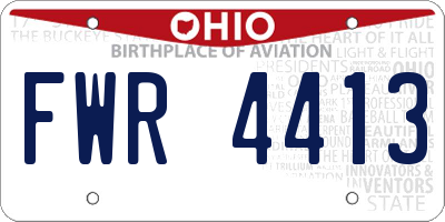 OH license plate FWR4413