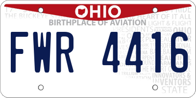 OH license plate FWR4416
