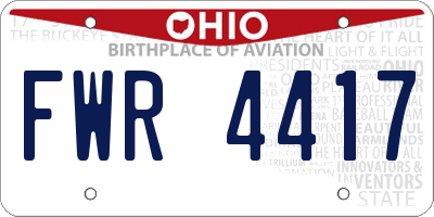 OH license plate FWR4417
