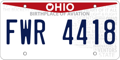 OH license plate FWR4418