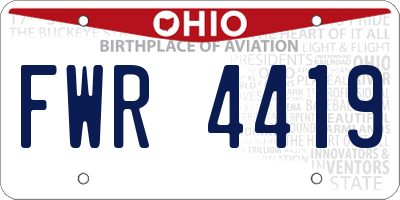 OH license plate FWR4419