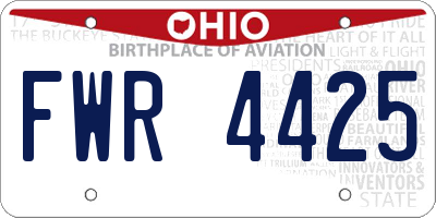 OH license plate FWR4425