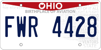 OH license plate FWR4428