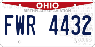 OH license plate FWR4432