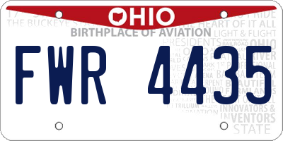 OH license plate FWR4435