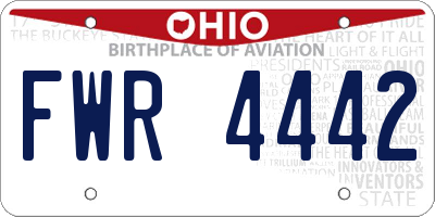 OH license plate FWR4442