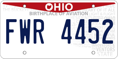 OH license plate FWR4452