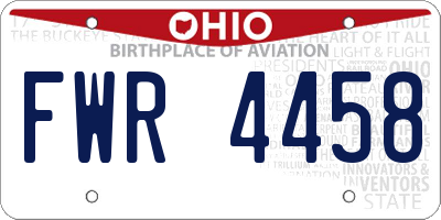 OH license plate FWR4458
