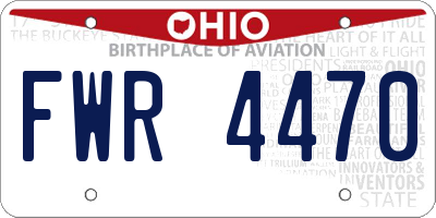 OH license plate FWR4470