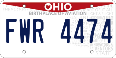 OH license plate FWR4474