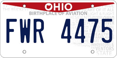 OH license plate FWR4475