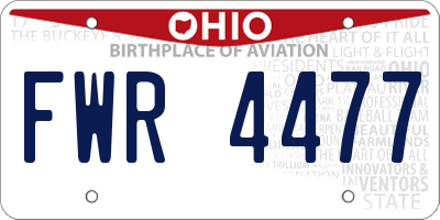 OH license plate FWR4477