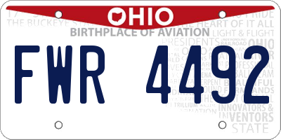OH license plate FWR4492