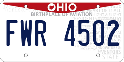 OH license plate FWR4502