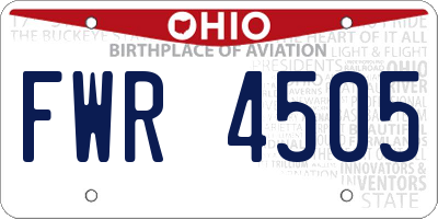 OH license plate FWR4505