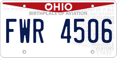 OH license plate FWR4506