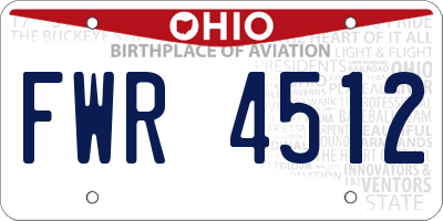 OH license plate FWR4512