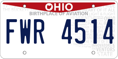 OH license plate FWR4514