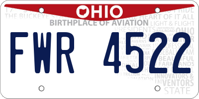 OH license plate FWR4522