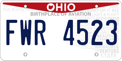 OH license plate FWR4523