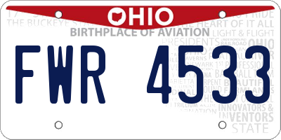 OH license plate FWR4533