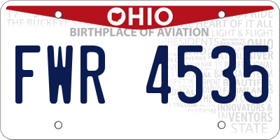 OH license plate FWR4535