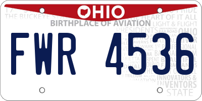 OH license plate FWR4536