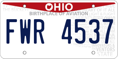 OH license plate FWR4537