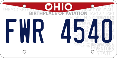 OH license plate FWR4540