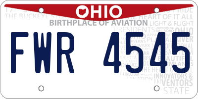 OH license plate FWR4545