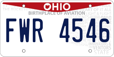 OH license plate FWR4546