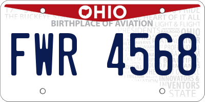 OH license plate FWR4568
