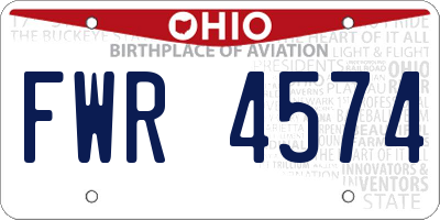 OH license plate FWR4574