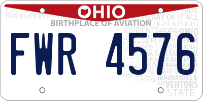 OH license plate FWR4576