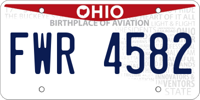 OH license plate FWR4582