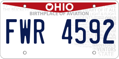 OH license plate FWR4592