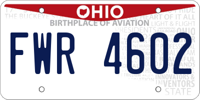 OH license plate FWR4602
