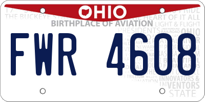 OH license plate FWR4608