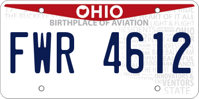 OH license plate FWR4612