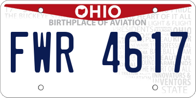 OH license plate FWR4617