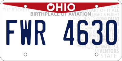 OH license plate FWR4630