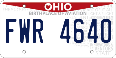OH license plate FWR4640