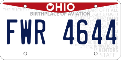 OH license plate FWR4644