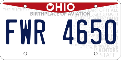 OH license plate FWR4650