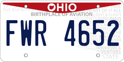 OH license plate FWR4652