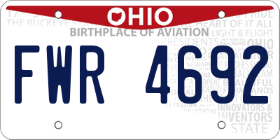OH license plate FWR4692