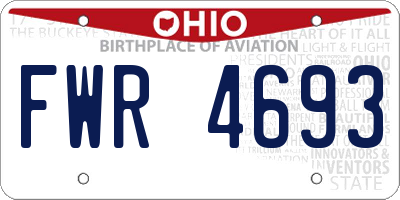 OH license plate FWR4693
