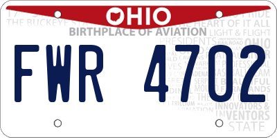 OH license plate FWR4702