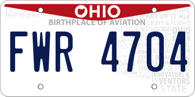 OH license plate FWR4704